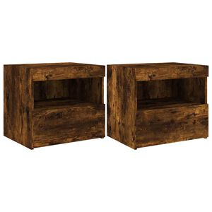vidaXL Szafki nocne z LED, 2 szt., przydymiony dąb, 50x40x45 cm