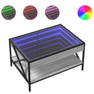 vidaXL Stolik kawowy z LED Infinity, szary dąb sonoma, 70x50x38 cm