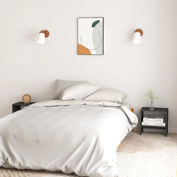 vidaXL Szafki nocne, 2 szt., szare, 40x30,5x40 cm, lite drewno sosnowe