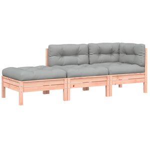 vidaXL Sofa ogrodowa z poduszkami i podn&oacute;żkiem, 3-osobowa