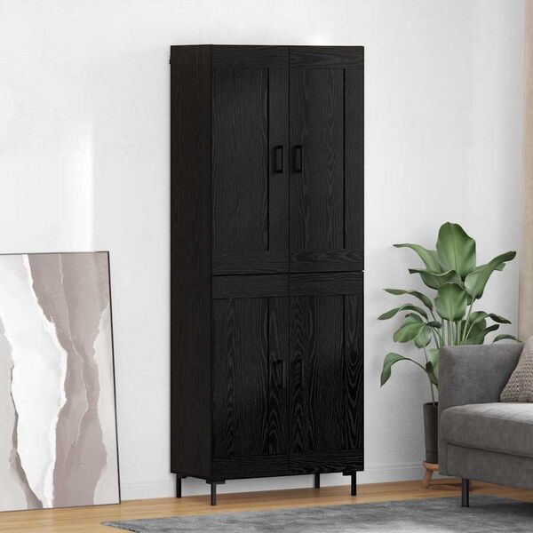vidaXL Highboard 2 pcs Czarny Dąb Materiał drewnopochodny