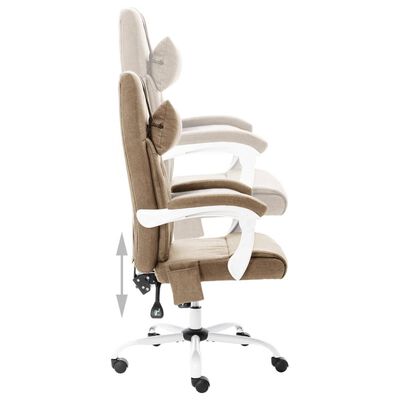 vidaXL Krzesło biurowe z funkcją masażu, kolor taupe, obite tkaniną