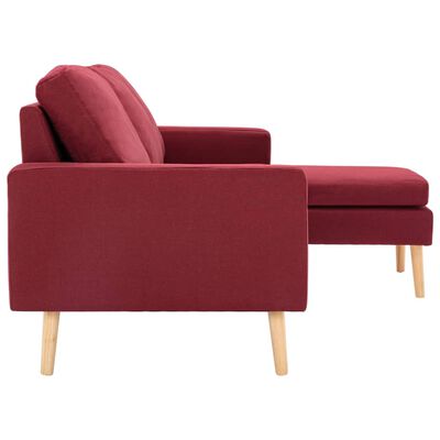 vidaXL 3-osobowa sofa z podnóżkiem winna czerwień tapicerowana tkaniną
