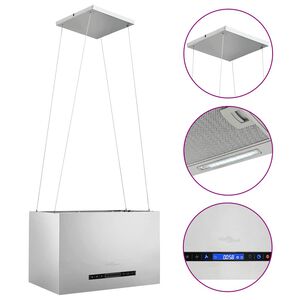 vidaXL Wiszący okap nad wyspę, dotykowy, LCD, 55 cm, stal nierdzewna
