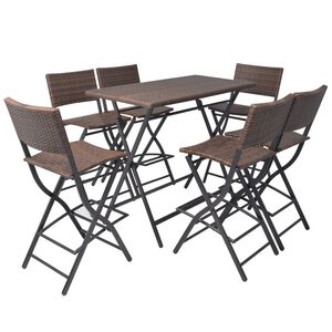vidaXL 7-cz. zestaw składanych mebli ogrodowych, stal, rattan PE, brąz
