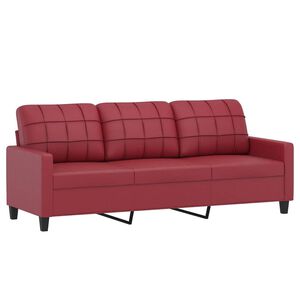 vidaXL 3-osobowa sofa, winna czerwień, 180 cm, sztuczna sk&oacute;ra