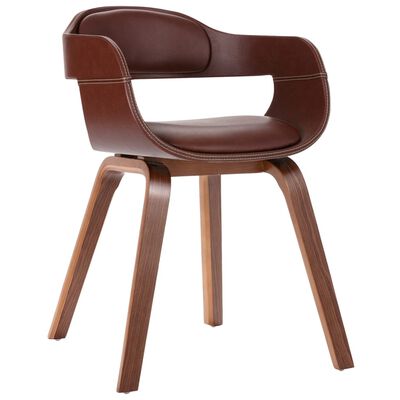 vidaXL Krzesło stołowe, brązowe, gięte drewno i sztuczna skóra