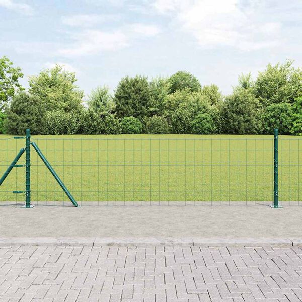 vidaXL Ogrodzenie z słupkiem Zielony 0,6 x 25 m Stal i PVC