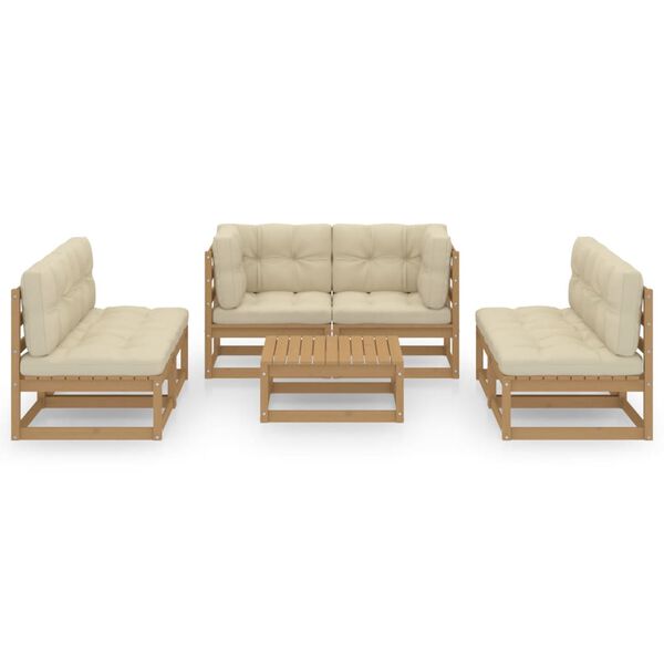 vidaXL 7-cz. zestaw wypoczynkowy do ogrodu, z poduszkami, lita sosna