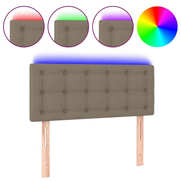 vidaXL Zagł&oacute;wek do ł&oacute;żka z LED, taupe, 100x5x78/88 cm, tkanina