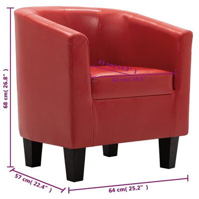 vidaXL Fotel, czerwony, sztuczna skóra
