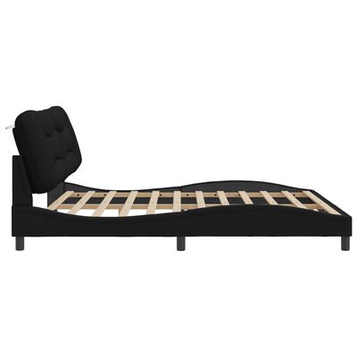 vidaXL Rama łóżka z zagłówkiem, czarna, 200x200 cm, obita tkaniną