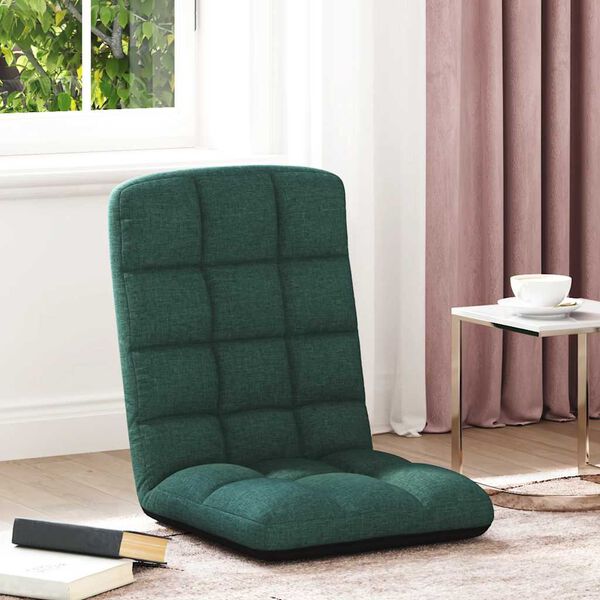 vidaXL Krzesło podłogowe składane Ciemnozielone 71x51x62 cm Tkanina