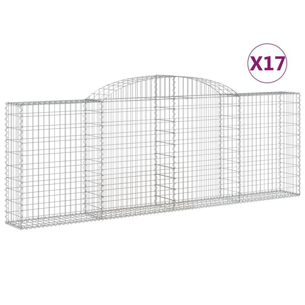 vidaXL Kosze gabionowe, 17 szt, 300x30x100/120cm, galwanizowane żelazo