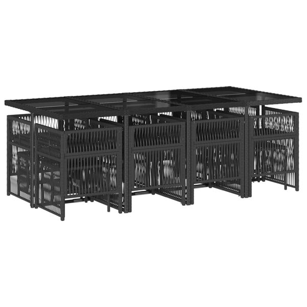 vidaXL 13-cz. zestaw mebli do ogrodu, poduszki, czarny, rattan PE