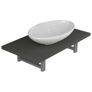 vidaXL Dwuczęściowy zestaw mebli do łazienki, ceramiczny, szary