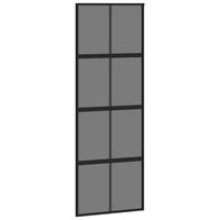 vidaXL Drzwi przesuwne, czarne, 76x205 cm, szkło hartowane, aluminium