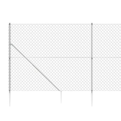 vidaXL Ogrodzenie z siatki, z kotwami, srebrne, 2x25 m