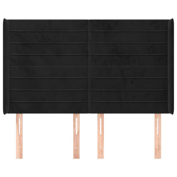 vidaXL Zagłówek uszak, czarny, 147x16x118/128 cm, aksamit