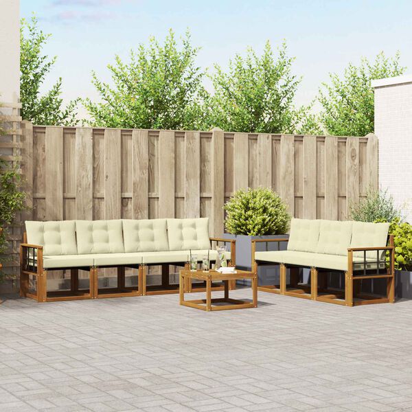 vidaXL Zestaw sof na zewnątrz z poduszką 8 pcs Naturalny i Kremowy