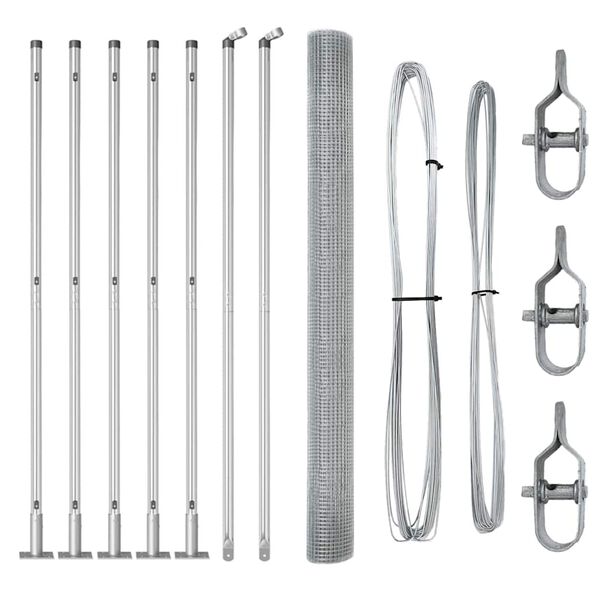 vidaXL Ogrodzenie z słupkami Srebrny 1.5 x 10 m Stal