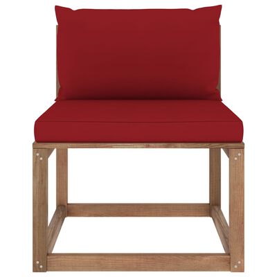 vidaXL Ogrodowa sofa środkowa z palet, z bordowymi poduszkami