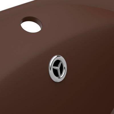 vidaXL Owalna umywalka z przelewem, matowy ciemny brąz, 58,5x39 cm