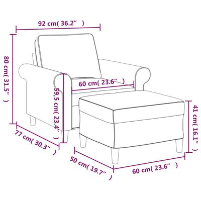 vidaXL Fotel z podnóżkiem, ciemnoszary, 60 cm, obity tkaniną