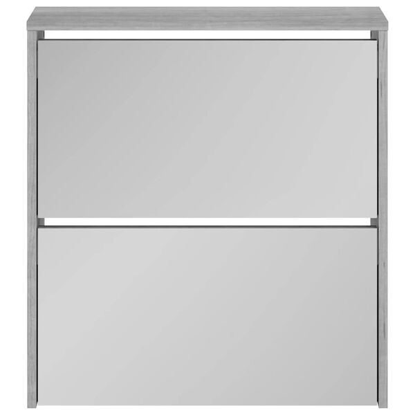 vidaXL Szafka na buty, lustro i 2 szuflady, szary dąb, 63x17x67 cm