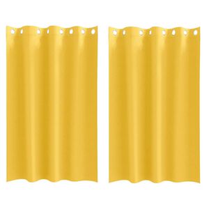 vidaXL Firany blackout z k&oacute;łkami 2 pcs Musztardowy Ż&oacute;łty 175 x 140 cm
