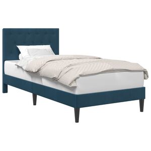 vidaXL Ramka ł&oacute;żka Z zagł&oacute;wkiem niebieski 90 x 190 cm Welur