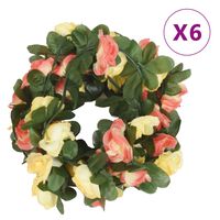vidaXL Sztuczne girlandy kwiatowe, 6 szt., słoneczna czerwień, 250 cm