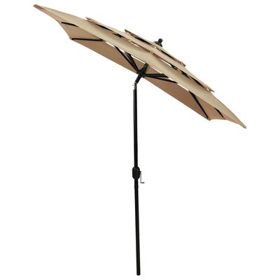 vidaXL 3-poziomowy parasol na aluminiowym słupku, kolor taupe, 2x2 m