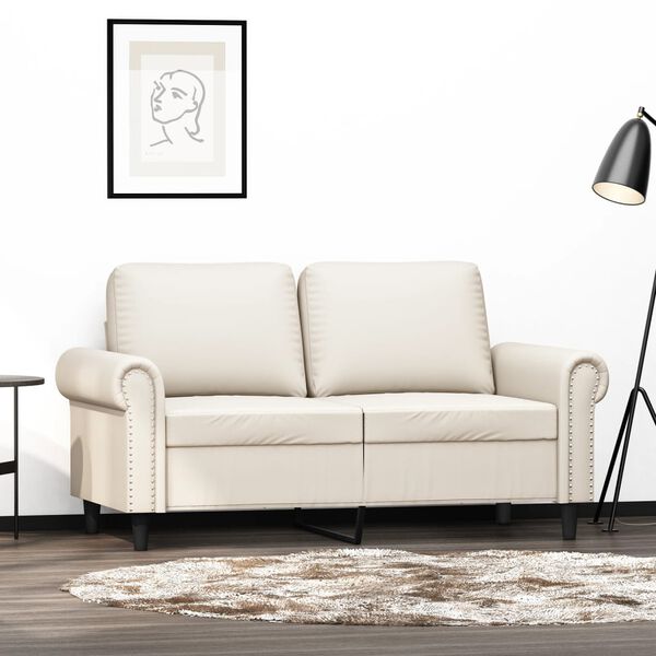 vidaXL 2-osobowa sofa, kremowy, 120 cm, sztuczna sk&oacute;ra