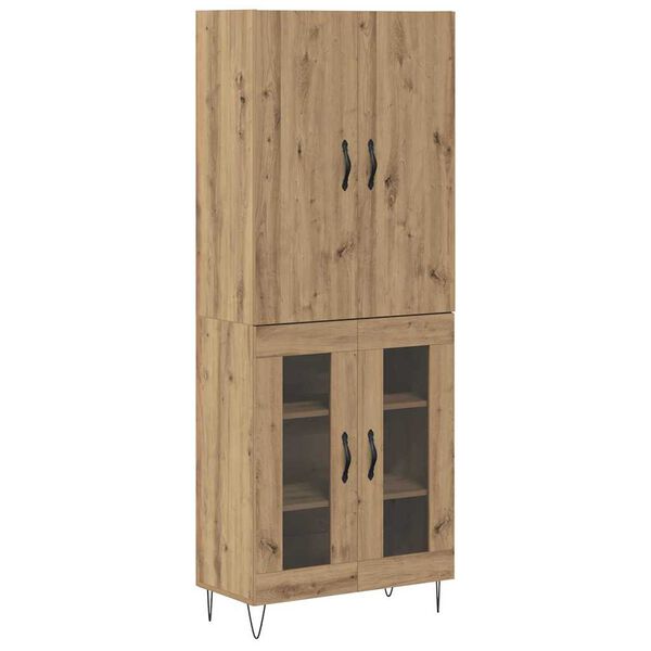 vidaXL Highboard 2 pcs Dąb rzemieślniczy Drewno inżynieryjne i szkło