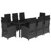 vidaXL 9-cz. zestaw mebli ogrodowych z poduszkami, czarny, rattan PE