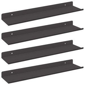 vidaXL P&oacute;łka wisząca 4 pcs Czarny 40 x 8,5 x 2,5 cm Stal