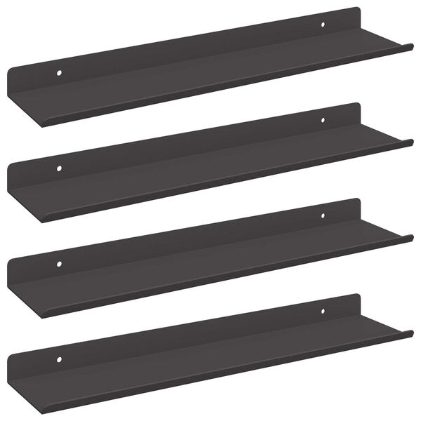 vidaXL P&oacute;łka wisząca 4 pcs Czarny 40 x 9 x 2,5 cm Stal