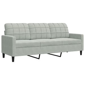 vidaXL Sofa 3-osobowa, jasnoszara, 180 cm, tapicerowana aksamitem