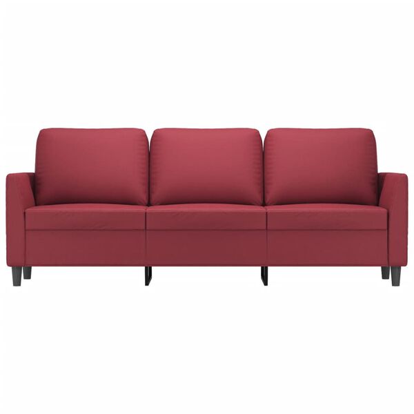 vidaXL 3-osobowa sofa, winna czerwień, 180 cm, sztuczna sk&oacute;ra