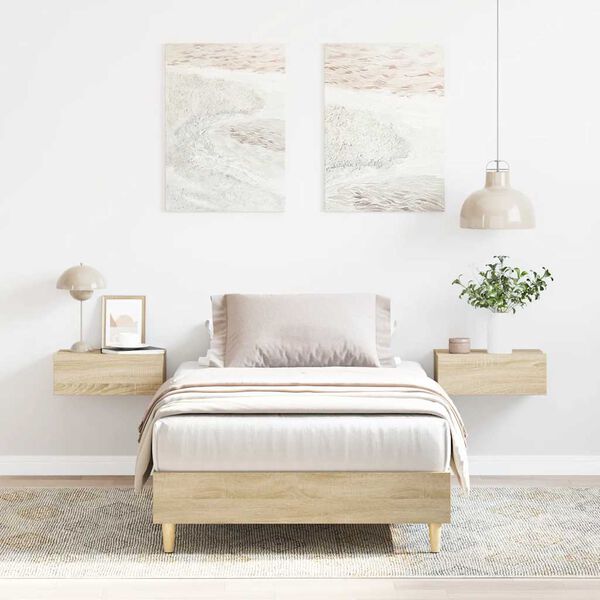 vidaXL Rama ł&oacute;żka bez materaca Dąb Sonoma 90x200 cm Drewno klejone