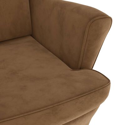 vidaXL Fotel uszak z podnóżkiem, brązowy, tapicerowany aksamitem