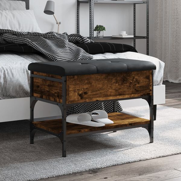 vidaXL Ławka na buty, przydymiony dąb, 62x42x45 cm