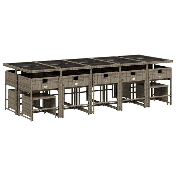 vidaXL 15-cz. zestaw mebli ogrodowych z poduszkami, szary, rattan PE