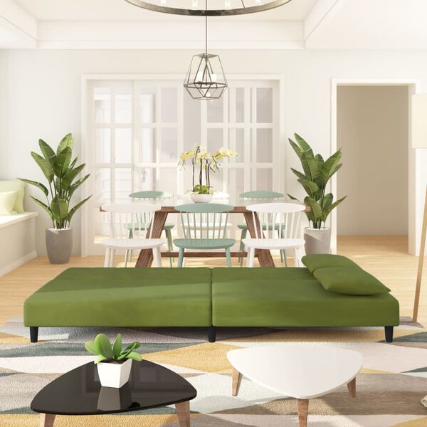 vidaXL 2-osobowa kanapa, 2 poduszki, jasnozielona, aksamitna