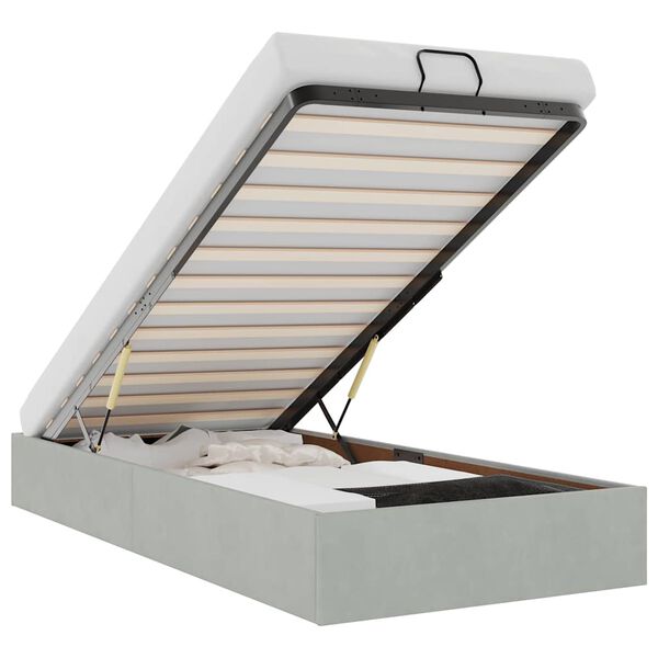 vidaXL Rama łóżka otomana bez materaca, szara, 100x200 cm, aksamit