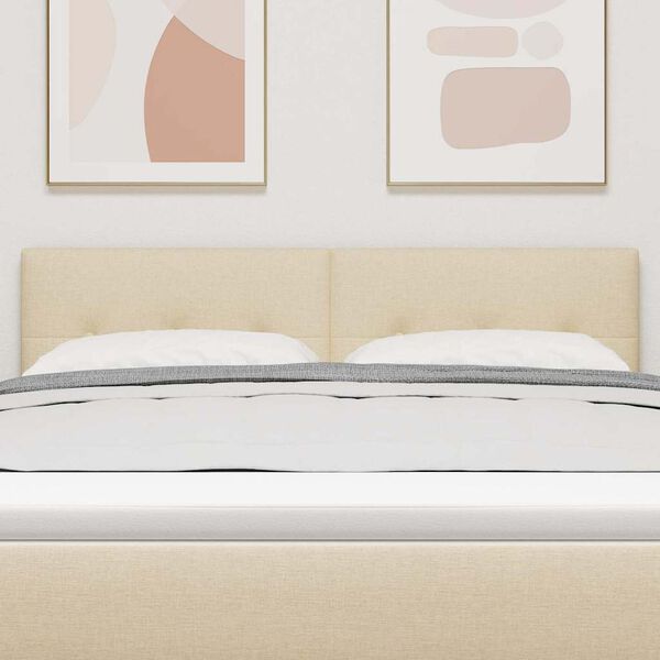 vidaXL Zagł&oacute;wek Z zagł&oacute;wkiem Kremowy 144 cm Sk&oacute;ra ekologiczna