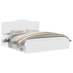 vidaXL Ramka ł&oacute;żka Z zagł&oacute;wkiem Biały 200 x 200 cm Lite drewno sosnowe