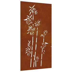 vidaXL Ogrodowa dekoracja ścienna, 105x55 cm, stal kortenowska, bambus