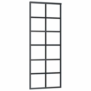 vidaXL Drzwi przesuwne, szkło ESG i aluminium, 76x205 cm, czarne